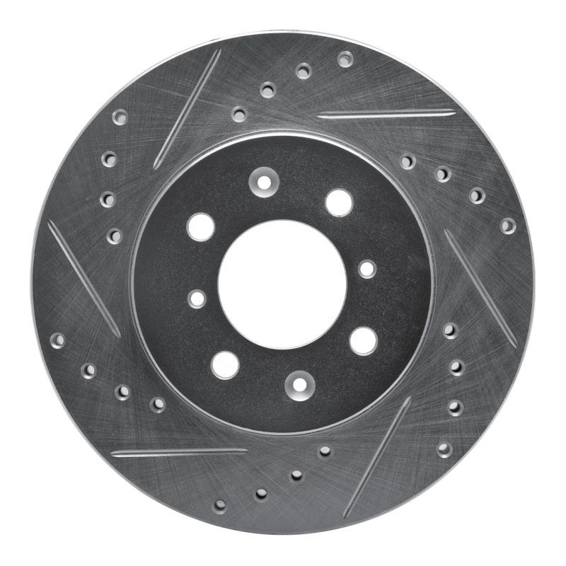 R1 82-84 Mazda B2000 Front Left Drilled & Slotted Silver Brake Rotor-Brake Rotors - Slot & Drilled-Grocery Getter Performance