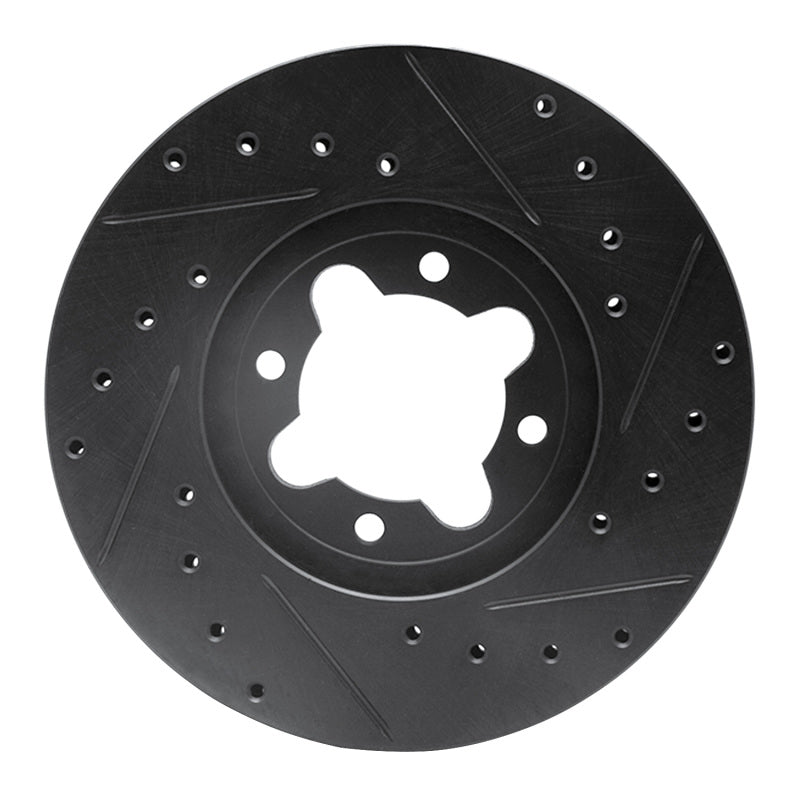 R1 82-85 Toyota Celica Front Left Drilled & Slotted Black Brake Rotor-Brake Rotors - Slot & Drilled-Grocery Getter Performance