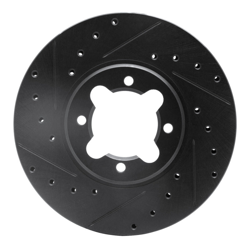 R1 82-85 Toyota Celica Front Left Drilled & Slotted Black Brake Rotor-Brake Rotors - Slot & Drilled-Grocery Getter Performance