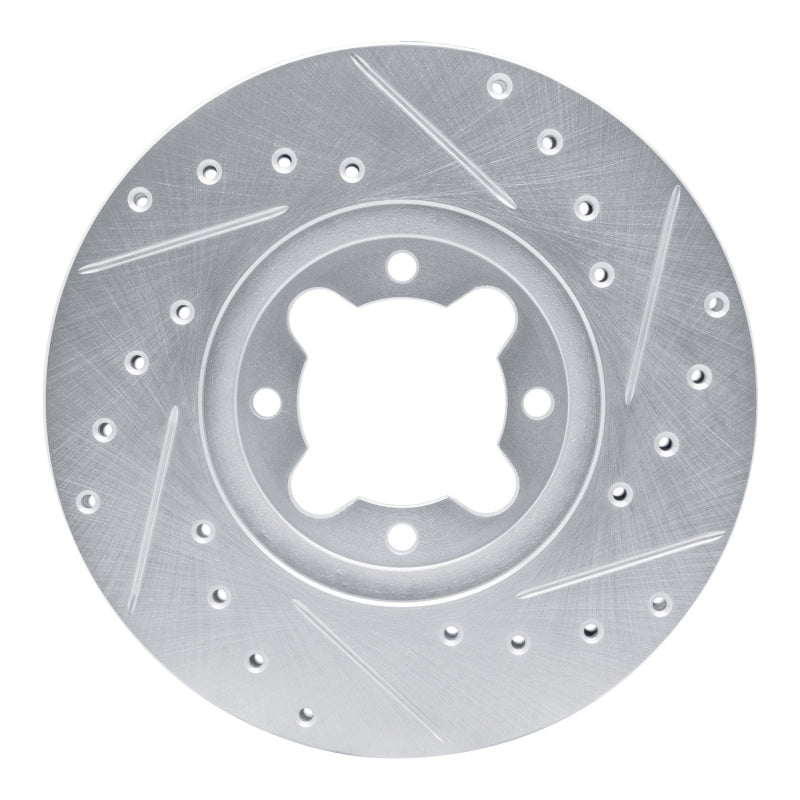 R1 82-85 Toyota Celica Front Left Drilled & Slotted Silver Brake Rotor-Brake Rotors - Slot & Drilled-Grocery Getter Performance