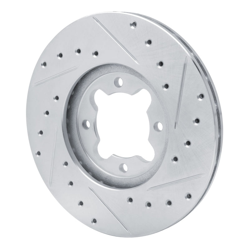 R1 82-85 Toyota Celica Front Left Drilled & Slotted Silver Brake Rotor-Brake Rotors - Slot & Drilled-Grocery Getter Performance