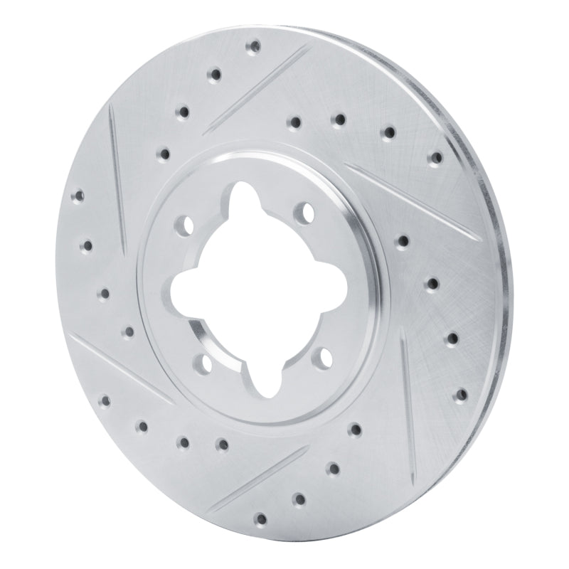 R1 82-85 Toyota Celica Front Left Drilled & Slotted Silver Brake Rotor-Brake Rotors - Slot & Drilled-Grocery Getter Performance