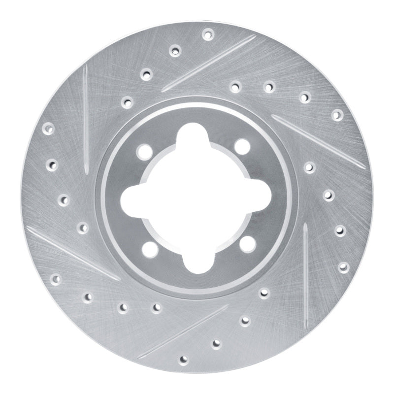 R1 82-85 Toyota Celica Front Left Drilled & Slotted Silver Brake Rotor-Brake Rotors - Slot & Drilled-Grocery Getter Performance