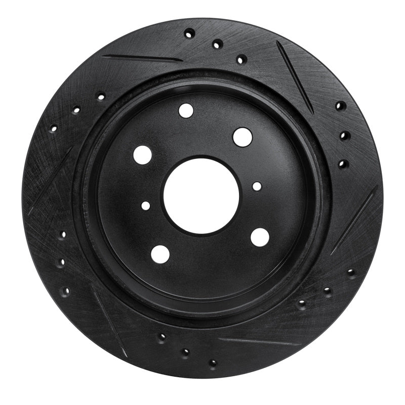 R1 82-85 Toyota Celica Rear Left Drilled & Slotted Black Brake Rotor-Brake Rotors - Slot & Drilled-Grocery Getter Performance