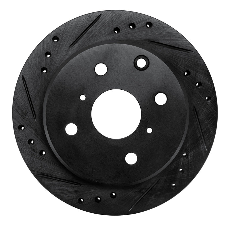 R1 82-85 Toyota Celica Rear Left Drilled & Slotted Black Brake Rotor-Brake Rotors - Slot & Drilled-Grocery Getter Performance