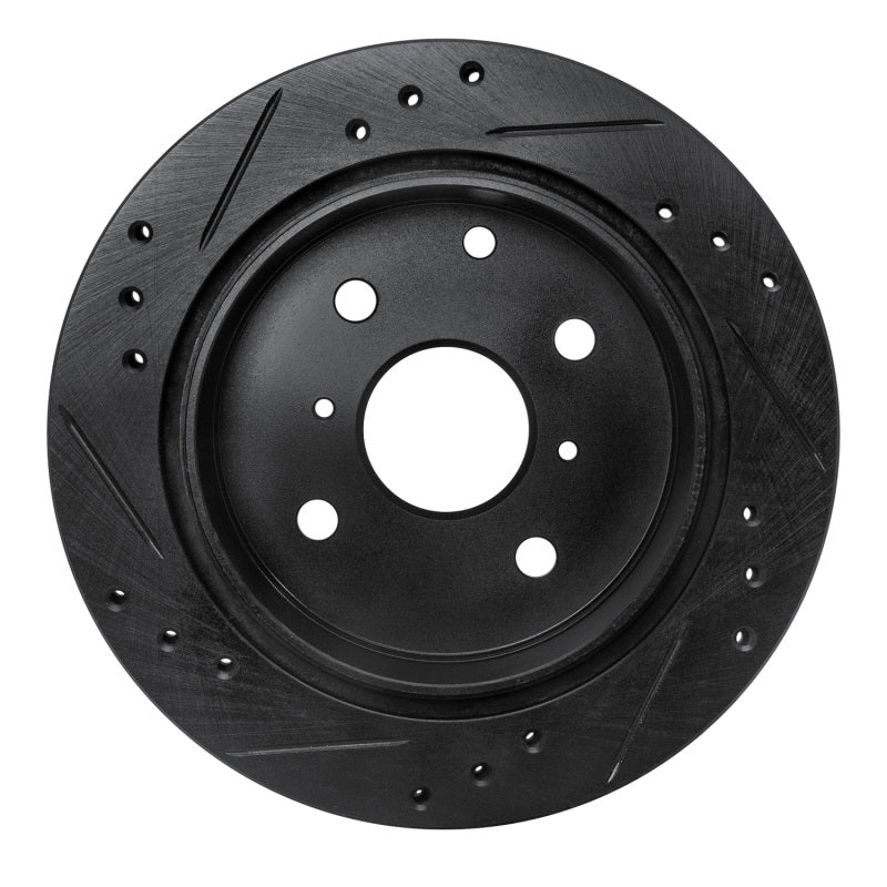 R1 82-85 Toyota Celica Rear Right Drilled & Slotted Black Brake Rotor-Brake Rotors - Slot & Drilled-Grocery Getter Performance