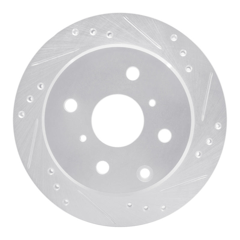 R1 82-85 Toyota Celica Rear Right Drilled & Slotted Silver Brake Rotor-Brake Rotors - Slot & Drilled-Grocery Getter Performance