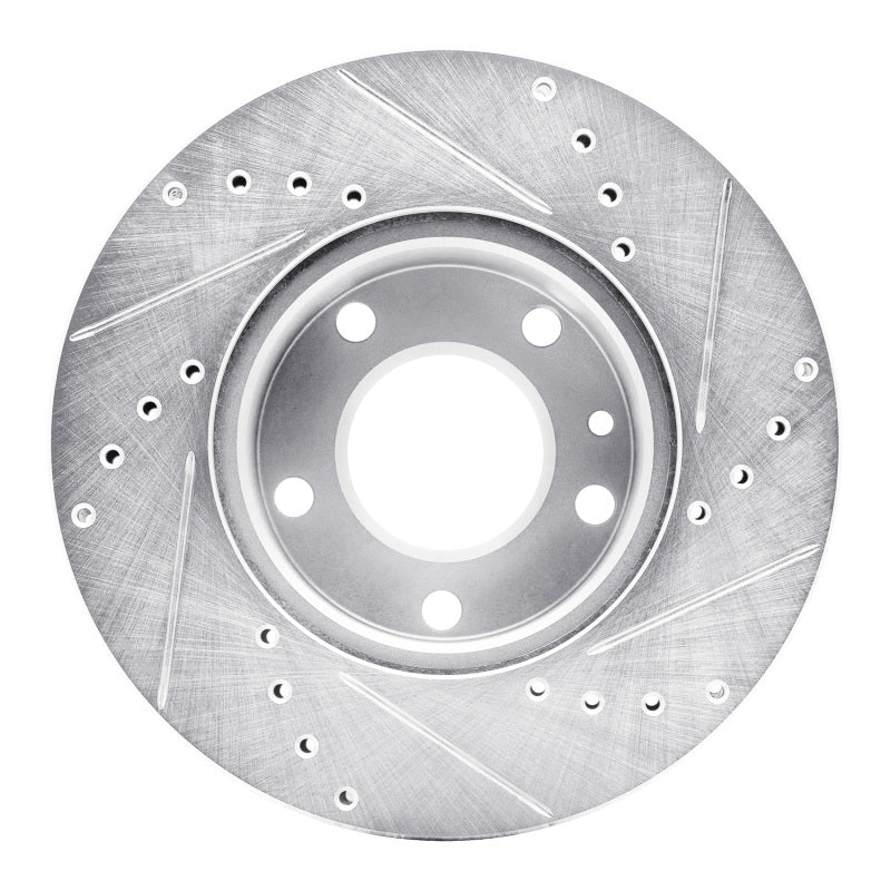 R1 82-86 BMW 735I Front Left Drilled & Slotted Silver Brake Rotor-Brake Rotors - Slot & Drilled-Grocery Getter Performance
