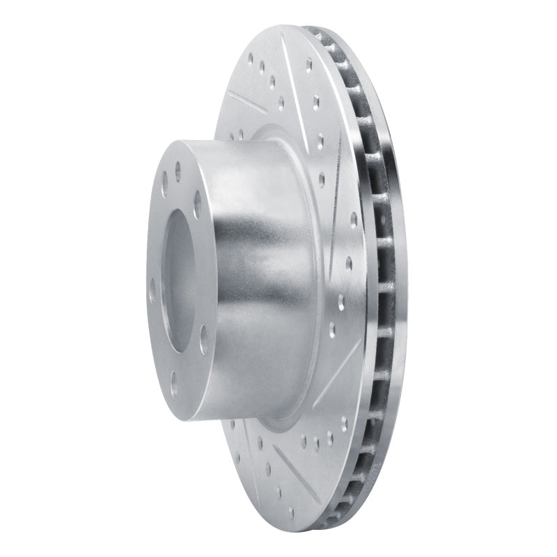R1 82-88 BMW 528E Front Right Drilled & Slotted Silver Brake Rotor-Brake Rotors - Slot & Drilled-Grocery Getter Performance