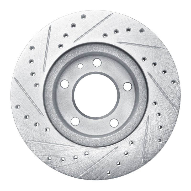 R1 82-88 BMW 528E Front Right Drilled & Slotted Silver Brake Rotor-Brake Rotors - Slot & Drilled-Grocery Getter Performance