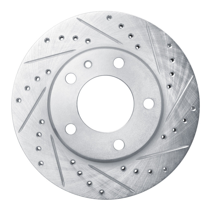 R1 82-88 BMW 528E Front Right Drilled & Slotted Silver Brake Rotor-Brake Rotors - Slot & Drilled-Grocery Getter Performance