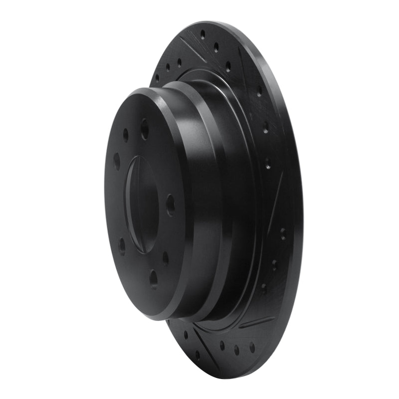 R1 82-89 BMW 524TD Rear Right Drilled & Slotted Black Brake Rotor-Brake Rotors - Slot & Drilled-Grocery Getter Performance