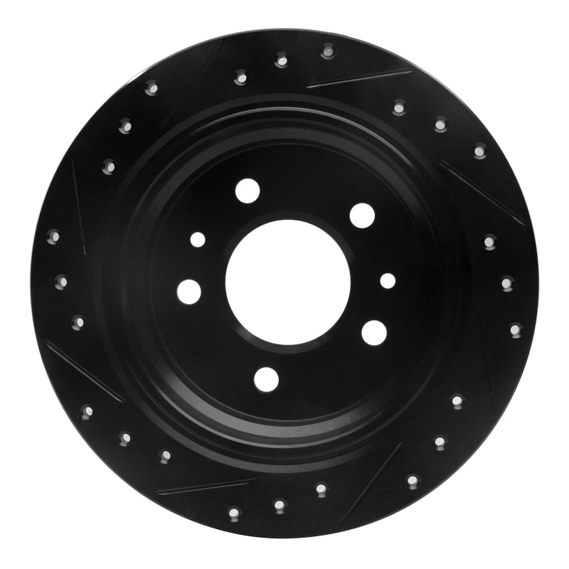 R1 82-89 BMW 524TD Rear Right Drilled & Slotted Black Brake Rotor-Brake Rotors - Slot & Drilled-Grocery Getter Performance