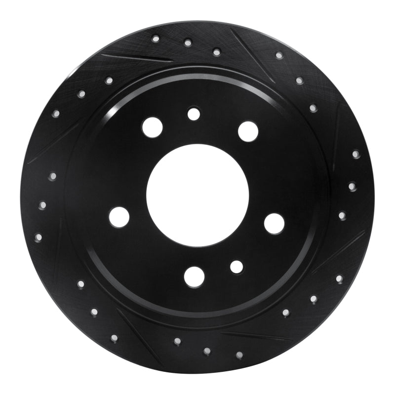 R1 82-89 BMW 524TD Rear Right Drilled & Slotted Black Brake Rotor-Brake Rotors - Slot & Drilled-Grocery Getter Performance