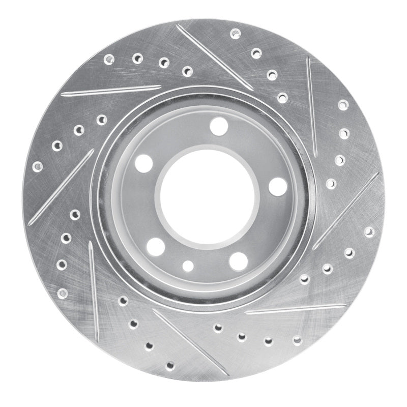R1 82-89 BMW 535I Front Left Drilled & Slotted Silver Brake Rotor-Brake Rotors - Slot & Drilled-Grocery Getter Performance