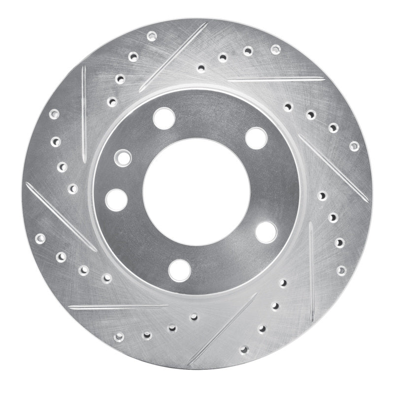 R1 82-89 BMW 535I Front Left Drilled & Slotted Silver Brake Rotor-Brake Rotors - Slot & Drilled-Grocery Getter Performance