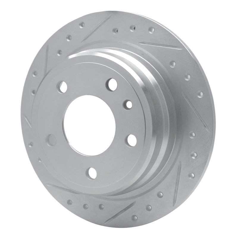 R1 82-89 BMW 633CSI Rear Left Drilled & Slotted Silver Brake Rotor-Brake Rotors - Slot & Drilled-Grocery Getter Performance