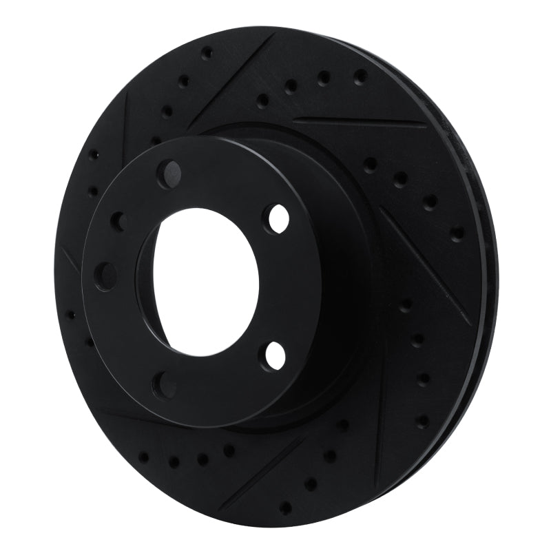R1 82-89 BMW 635CSI Front Left Drilled & Slotted Black Brake Rotor-Brake Rotors - Slot & Drilled-Grocery Getter Performance