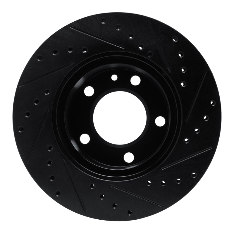 R1 82-89 BMW 635CSI Front Left Drilled & Slotted Black Brake Rotor-Brake Rotors - Slot & Drilled-Grocery Getter Performance