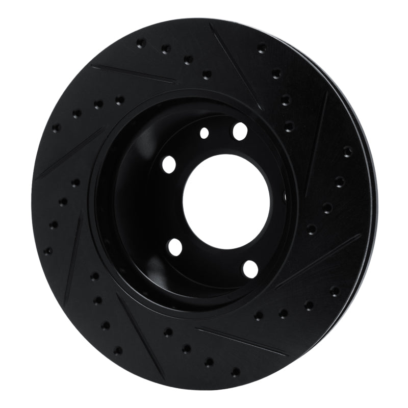 R1 82-89 BMW 635CSI Front Left Drilled & Slotted Black Brake Rotor-Brake Rotors - Slot & Drilled-Grocery Getter Performance