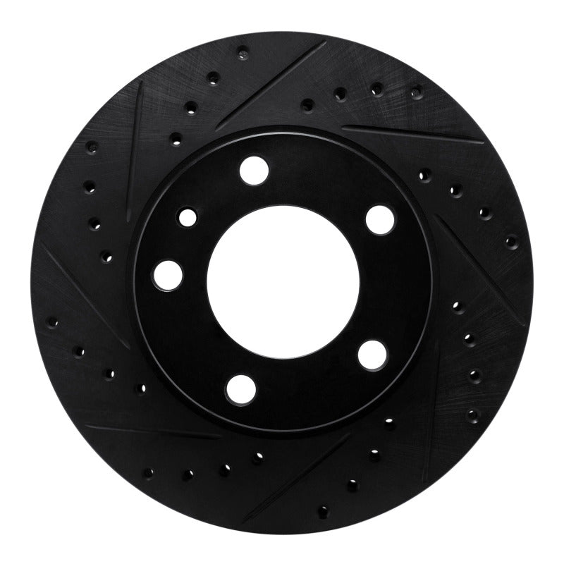 R1 82-89 BMW 635CSI Front Left Drilled & Slotted Black Brake Rotor-Brake Rotors - Slot & Drilled-Grocery Getter Performance