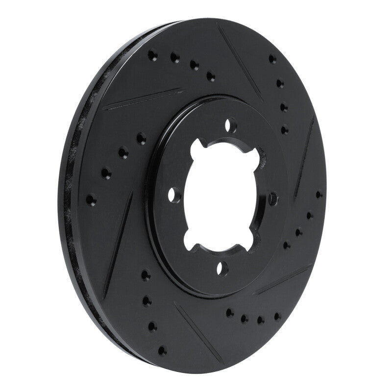 R1 83-84 Toyota Cressida Front Right Drilled & Slotted Black Brake Rotor-Brake Rotors - Slot & Drilled-Grocery Getter Performance