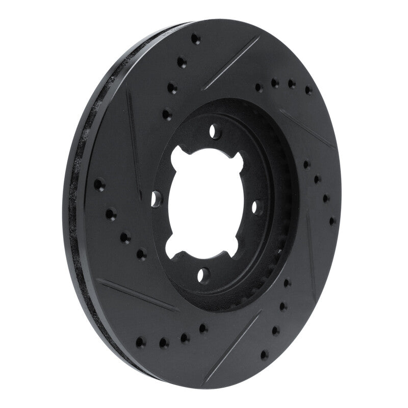 R1 83-84 Toyota Cressida Front Right Drilled & Slotted Black Brake Rotor-Brake Rotors - Slot & Drilled-Grocery Getter Performance