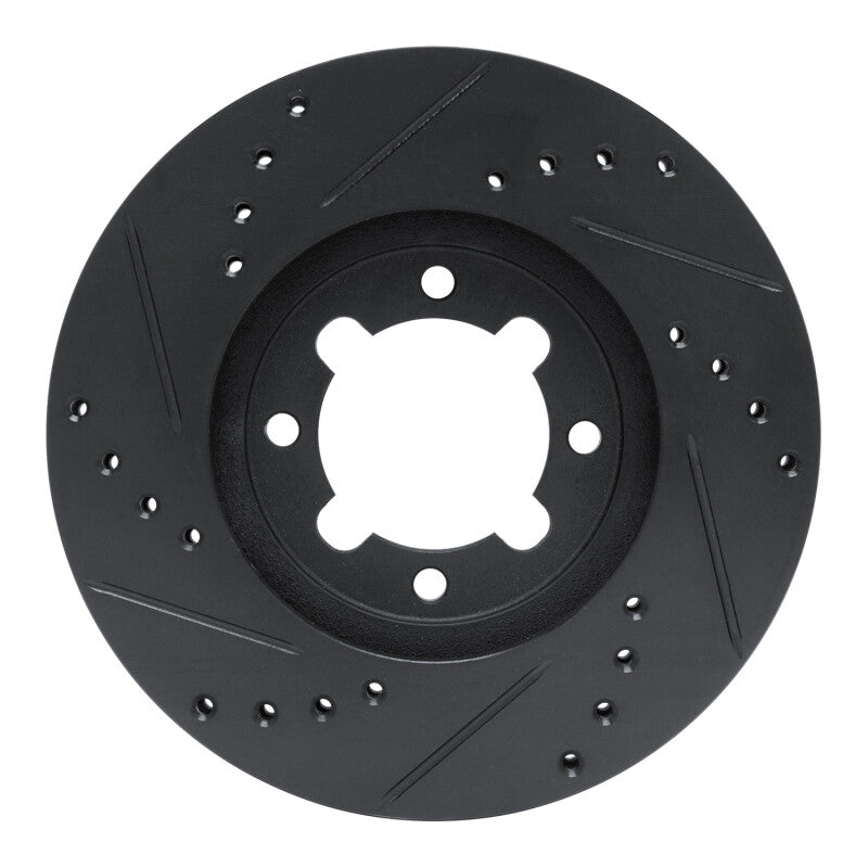R1 83-84 Toyota Cressida Front Right Drilled & Slotted Black Brake Rotor-Brake Rotors - Slot & Drilled-Grocery Getter Performance