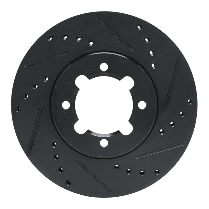 R1 83-84 Toyota Cressida Front Right Drilled & Slotted Black Brake Rotor-Brake Rotors - Slot & Drilled-Grocery Getter Performance