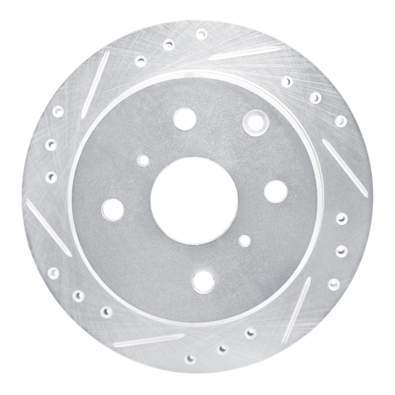 R1 83-84 Toyota Cressida Rear Left Drilled & Slotted Silver Brake Rotor-Brake Rotors - Slot & Drilled-Grocery Getter Performance
