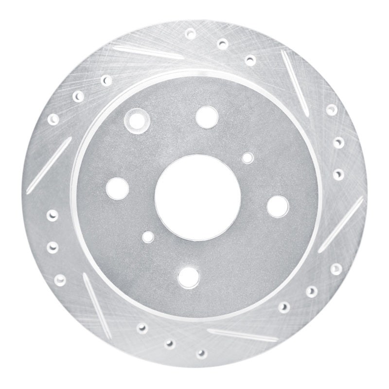 R1 83-84 Toyota Cressida Rear Right Drilled & Slotted Silver Brake Rotor-Brake Rotors - Slot & Drilled-Grocery Getter Performance