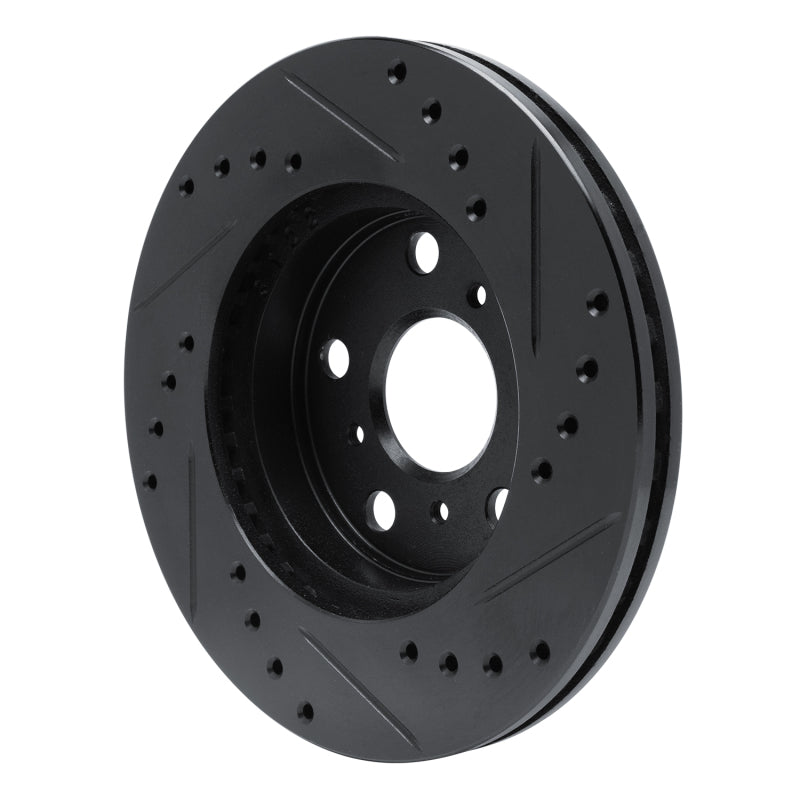 R1 83-86 Toyota Camry Front Left Drilled & Slotted Black Brake Rotor-Brake Rotors - Slot & Drilled-Grocery Getter Performance
