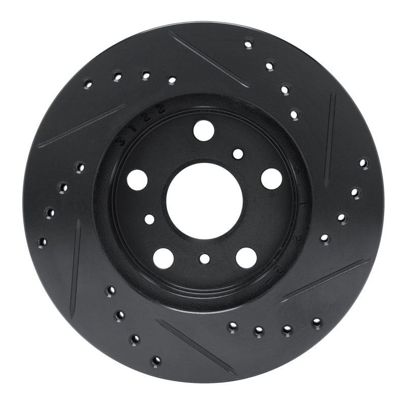 R1 83-86 Toyota Camry Front Left Drilled & Slotted Black Brake Rotor-Brake Rotors - Slot & Drilled-Grocery Getter Performance