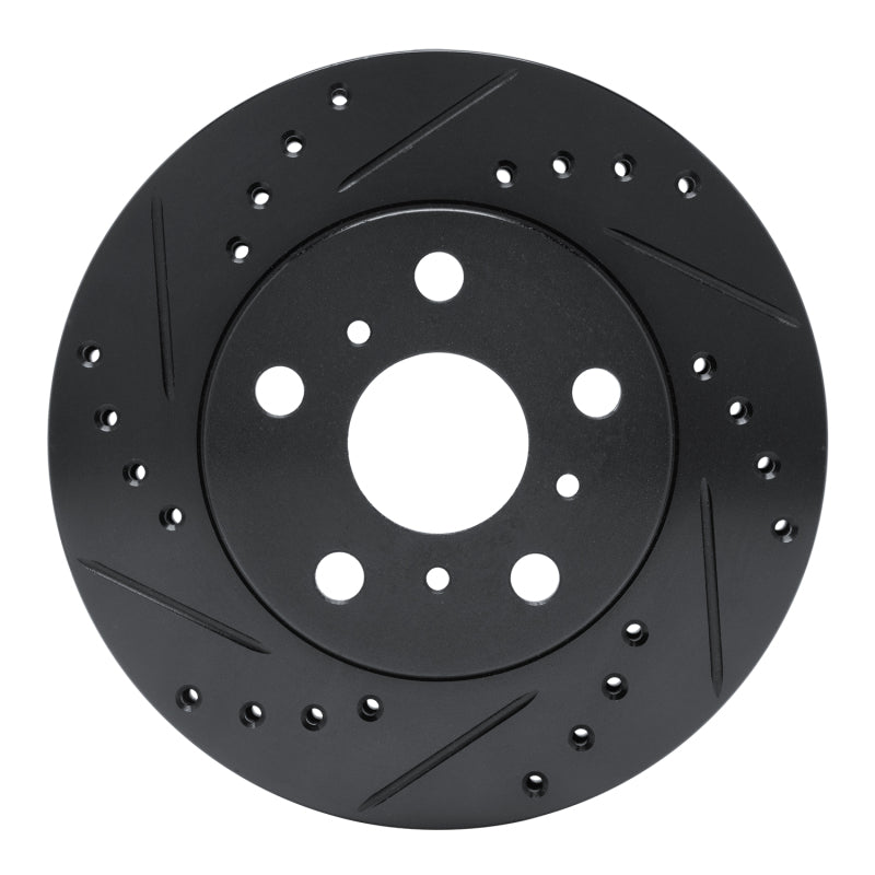 R1 83-86 Toyota Camry Front Left Drilled & Slotted Black Brake Rotor-Brake Rotors - Slot & Drilled-Grocery Getter Performance