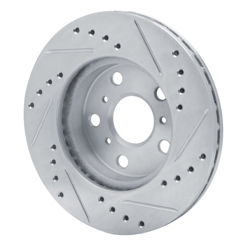 R1 83-86 Toyota Camry Front Left Drilled & Slotted Silver Brake Rotor-Brake Rotors - Slot & Drilled-Grocery Getter Performance