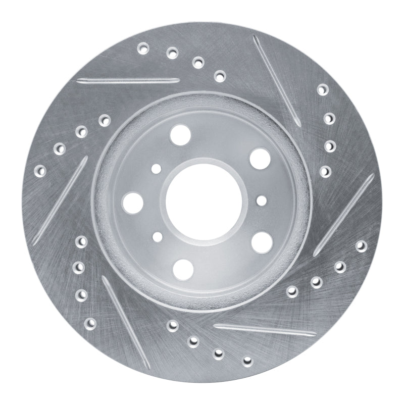 R1 83-86 Toyota Camry Front Left Drilled & Slotted Silver Brake Rotor-Brake Rotors - Slot & Drilled-Grocery Getter Performance