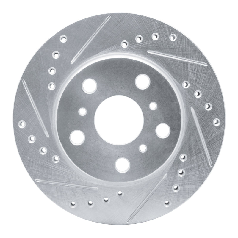 R1 83-86 Toyota Camry Front Left Drilled & Slotted Silver Brake Rotor-Brake Rotors - Slot & Drilled-Grocery Getter Performance