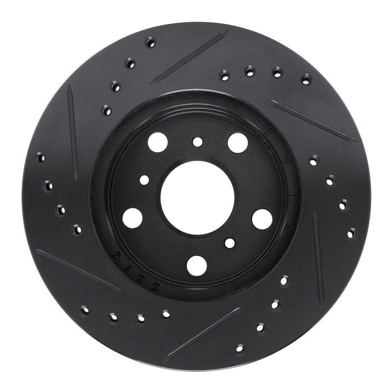 R1 83-86 Toyota Camry Front Right Drilled & Slotted Black Brake Rotor-Brake Rotors - Slot & Drilled-Grocery Getter Performance
