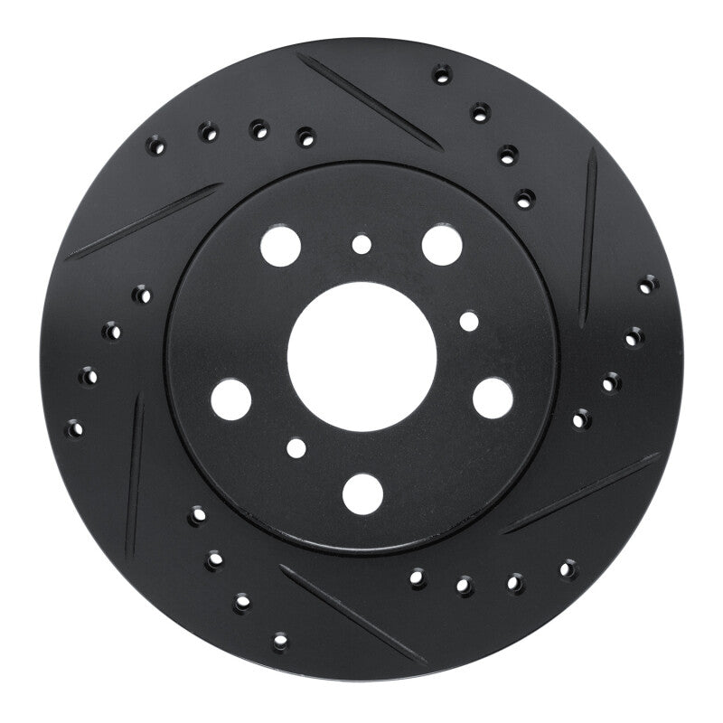 R1 83-86 Toyota Camry Front Right Drilled & Slotted Black Brake Rotor-Brake Rotors - Slot & Drilled-Grocery Getter Performance