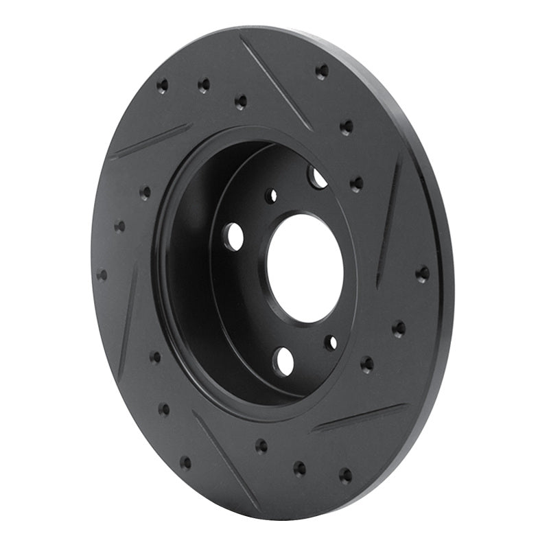 R1 83-90 Toyota Tercel Front Left Drilled & Slotted Black Brake Rotor-Brake Rotors - Slot & Drilled-Grocery Getter Performance