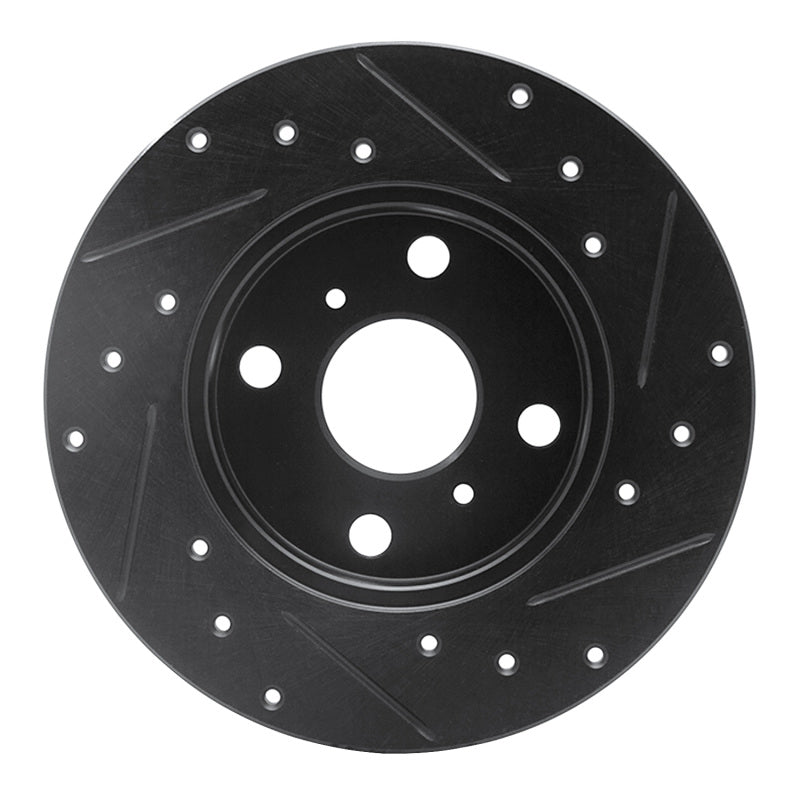R1 83-90 Toyota Tercel Front Left Drilled & Slotted Black Brake Rotor-Brake Rotors - Slot & Drilled-Grocery Getter Performance