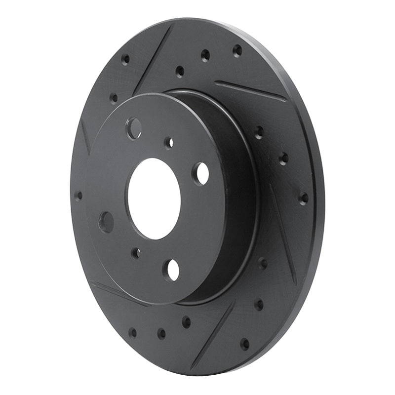 R1 83-90 Toyota Tercel Front Left Drilled & Slotted Black Brake Rotor-Brake Rotors - Slot & Drilled-Grocery Getter Performance