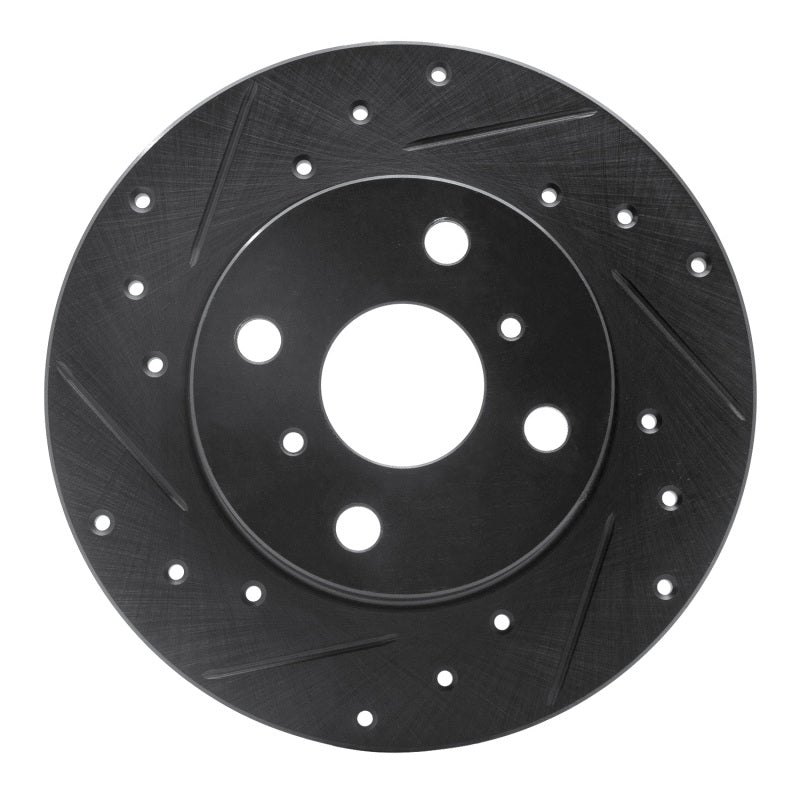 R1 83-90 Toyota Tercel Front Left Drilled & Slotted Black Brake Rotor-Brake Rotors - Slot & Drilled-Grocery Getter Performance