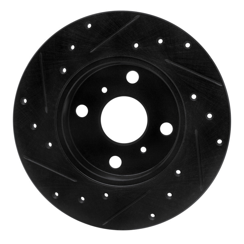 R1 83-90 Toyota Tercel Front Right Drilled & Slotted Black Brake Rotor-Brake Rotors - Slot & Drilled-Grocery Getter Performance