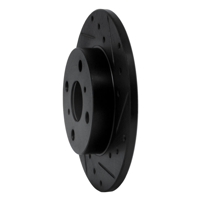 R1 83-90 Toyota Tercel Front Right Drilled & Slotted Black Brake Rotor-Brake Rotors - Slot & Drilled-Grocery Getter Performance