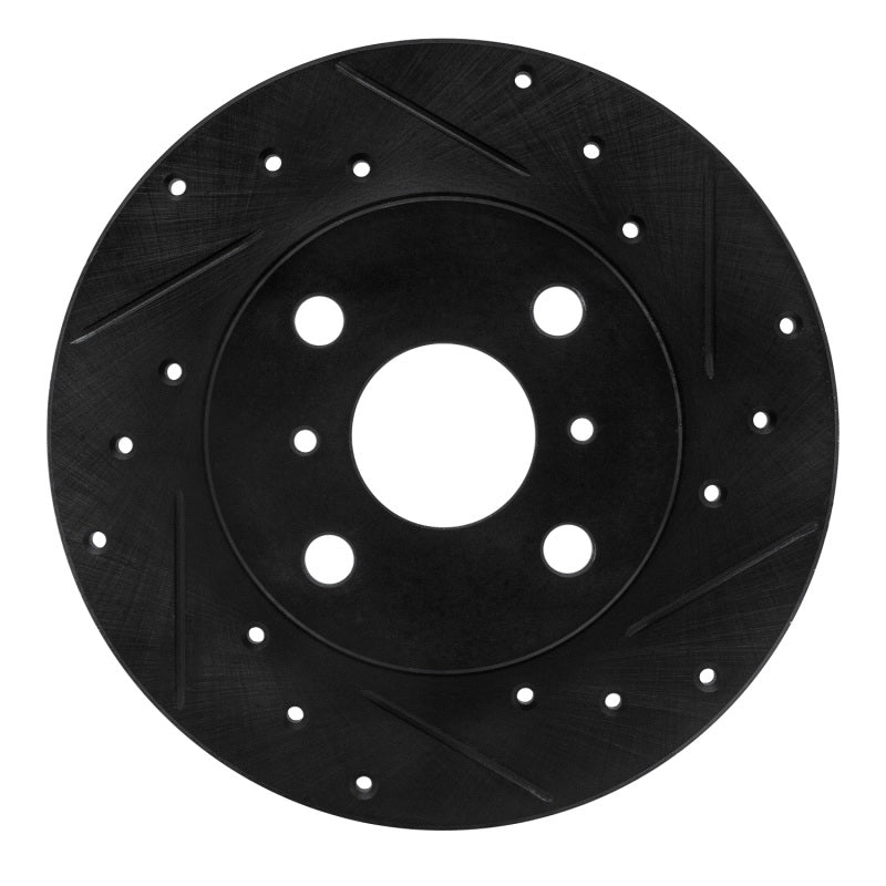 R1 83-90 Toyota Tercel Front Right Drilled & Slotted Black Brake Rotor-Brake Rotors - Slot & Drilled-Grocery Getter Performance