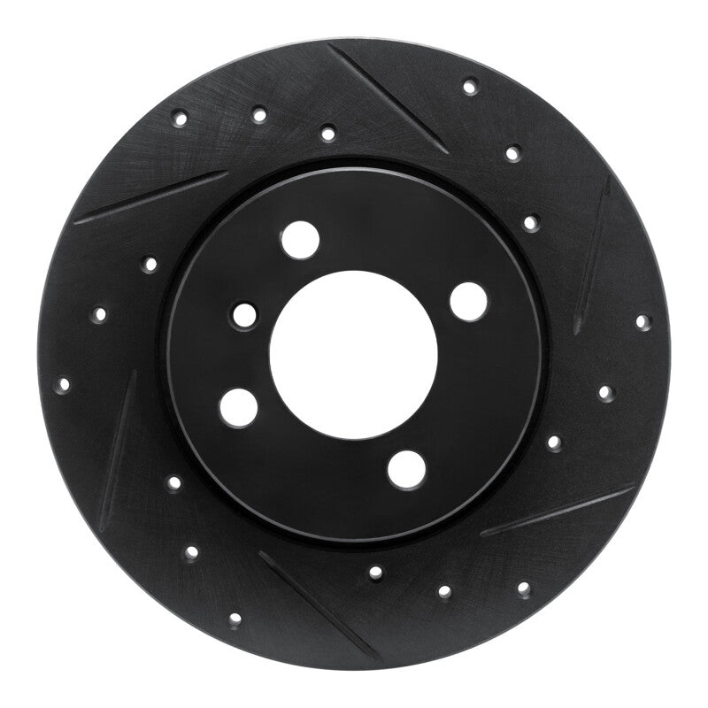 R1 84-85 BMW 318I Front Right Drilled & Slotted Black Brake Rotor-Brake Rotors - Slot & Drilled-Grocery Getter Performance
