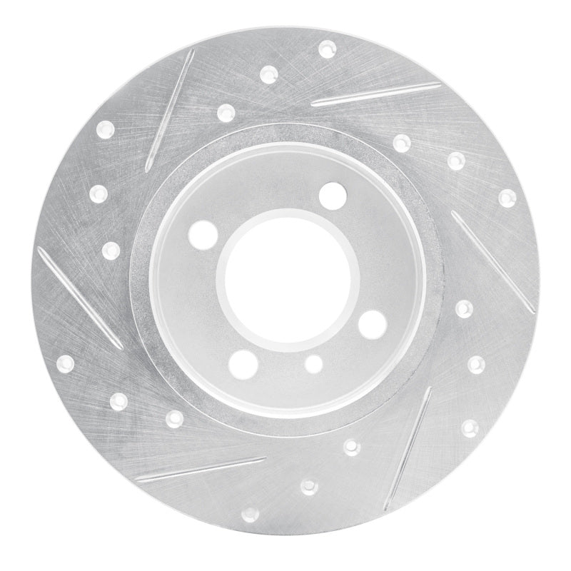 R1 84-85 BMW 318I Front Right Drilled & Slotted Silver Brake Rotor-Brake Rotors - Slot & Drilled-Grocery Getter Performance