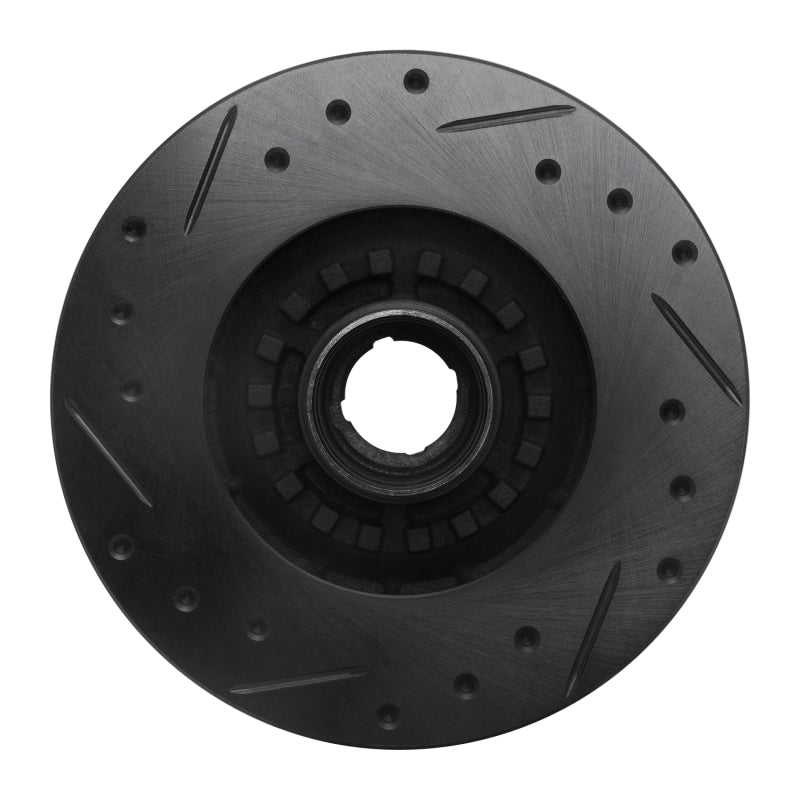 R1 84-85 Mazda RX-7 Front Right Drilled & Slotted Black Brake Rotor-Brake Rotors - Slot & Drilled-Grocery Getter Performance