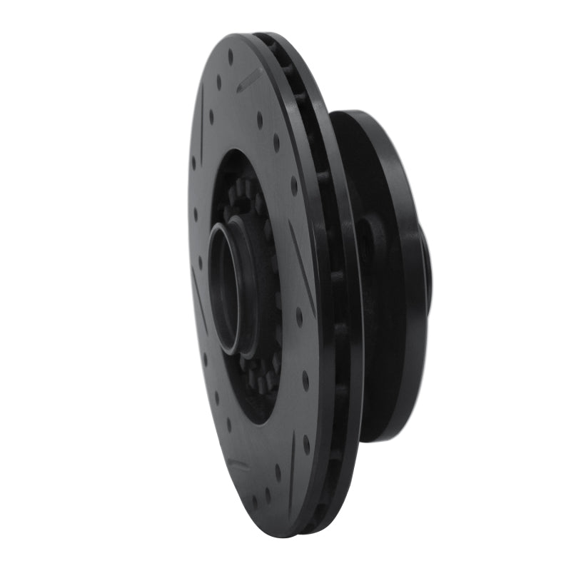 R1 84-85 Mazda RX-7 Front Right Drilled & Slotted Black Brake Rotor-Brake Rotors - Slot & Drilled-Grocery Getter Performance